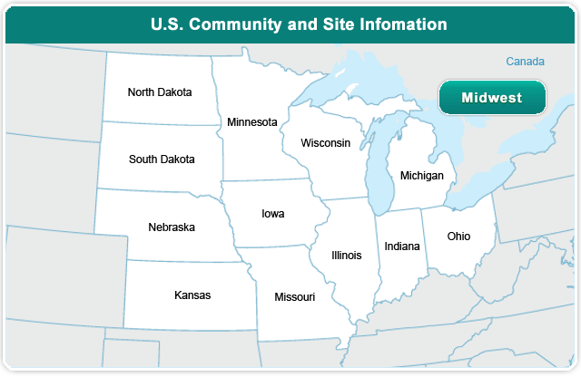 Midwest US Site Selection Map